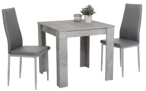 Jídelní set (3 díly) Duo, šedý beton/šedá ekokůže