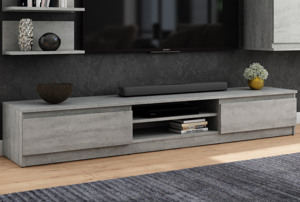 TV stolek Carlos, šedý beton, 175 cm