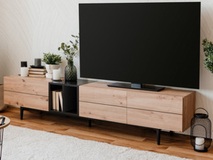 Široká TV skříňka Nola, dub artisan/černá