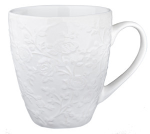 Hrnek 530 ml, bílý květinový