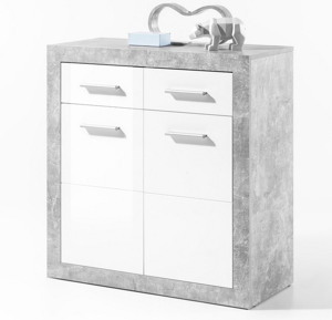 Komoda Stone 82 cm, beton/bílá