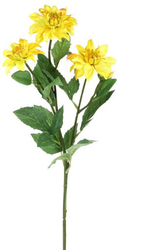 Umělá květina Jiřinka 75 cm, žlutá