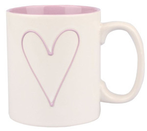 Hrnek Srdce 600 ml, bílá/růžová