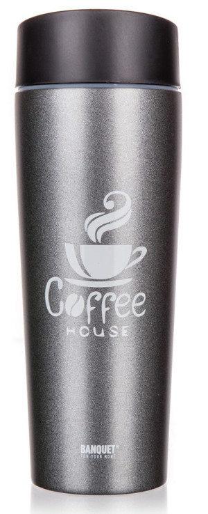 Cestovní termohrnek Coffee 350 ml, šedý