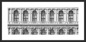 Rámovaný obraz Ca'rezzonico Palazzo 80x40 cm, černobílý