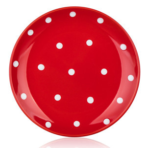 Dezertní talíř Dots 18,6 cm, červený puntíkatý