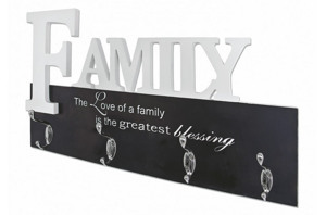 Nástěnný věšákový panel Family, bílý/černý