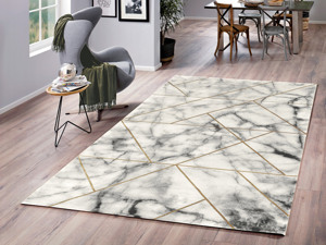 Koberec Craft 120x170 cm, mramorový design, šedo-zlatý