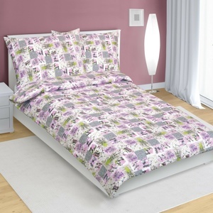 Bellatex Bavlněné povlečení Patchwork lila, 140 x 220 cm, 70 x 90 cm