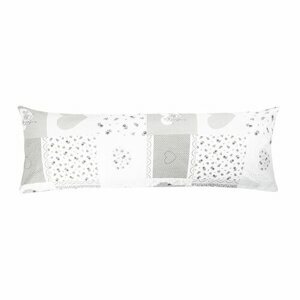 Bellatex Povlak na relaxační polštář Srdce Patchwork šedá, 50 x 145 cm