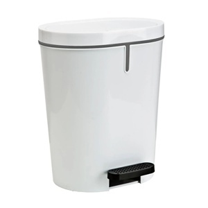 Denox Oval pedálový odpadkový koš 25 l, plast, bílý, 25 l