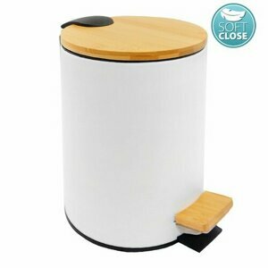 AQUALINE BI006 Bambus odpadkový koš kulatý 3 l, bílá
