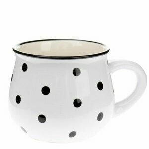Keramický hrnek Dots 230 ml, bílá + černá, 230 ml