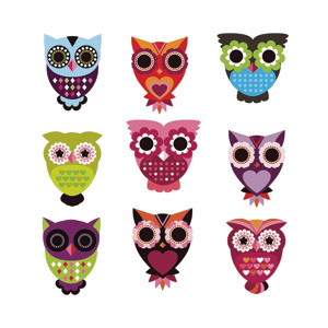 Samolepicí dekorace Owls, 30 x 30 cm