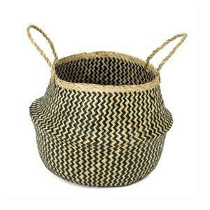 Compactor Pletený úložný košík z mořské trávy Belly, 35 x 32 cm, černá, M