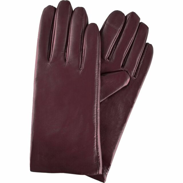 Semiline Dámské kožené antibakteriální rukavice P8212 Crimson - S