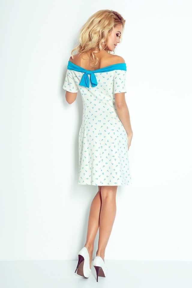 Okrovo-modré námořnické šaty s mašlí na zádech model 4975836