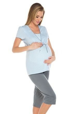 Těhotenské a kojicí pyžamo Felicita světle modré