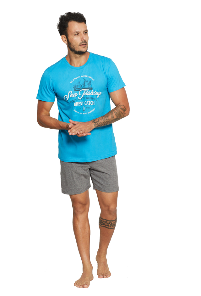 Pánské pyžamo Henderson Core 37842 Rob kr/r M-2XL - M - aqua