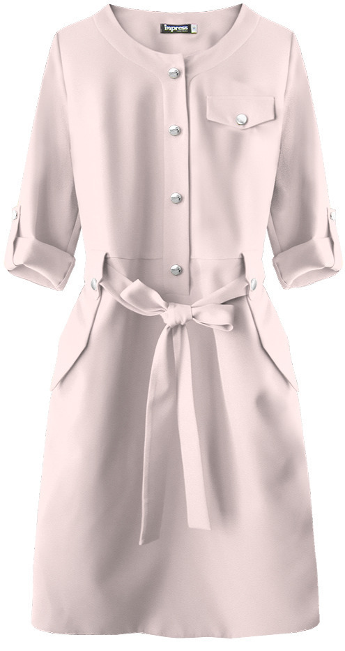 Tužkové dámské šaty v pudrově růžové barvě (273ART) - S (36) - růžová