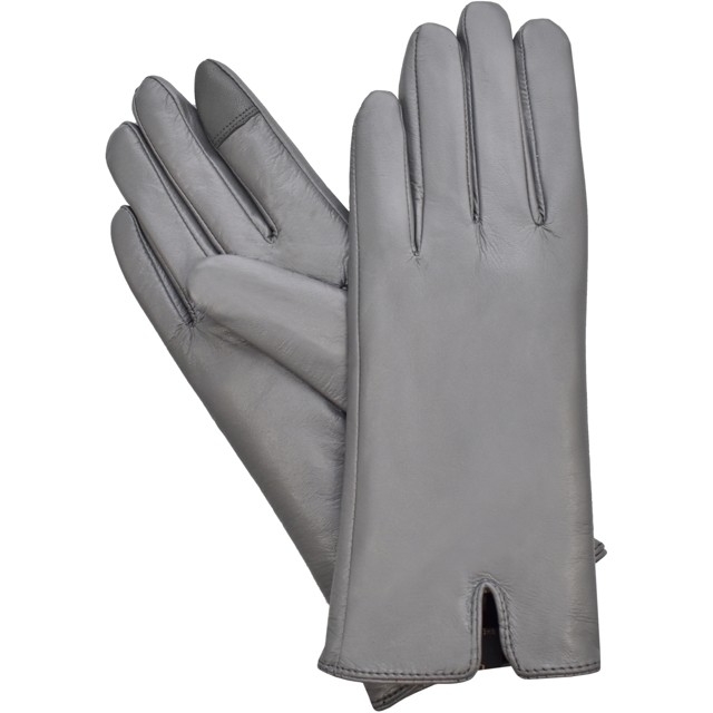 Semiline Dámské kožené antibakteriální rukavice P8201 Grey - S