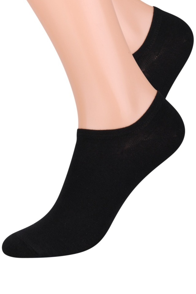 Hladké dámské bavlněné ponožky 007 - černá - 35-37