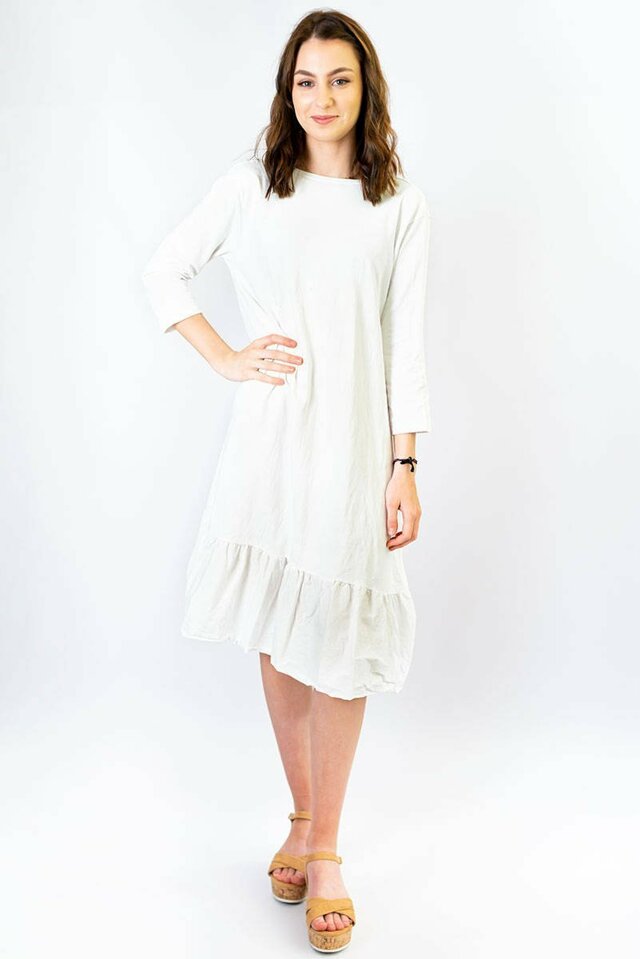 Bílé bavlněné dámské oversize šaty (306ART) - ONE SIZE - biały