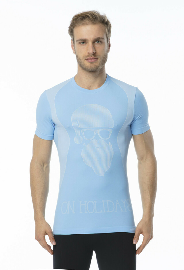 Pánské funkční tričko s krátkým rukávem IRON-IC - Hipster - modrá Barva: Světle modrá, Velikost: - SM
