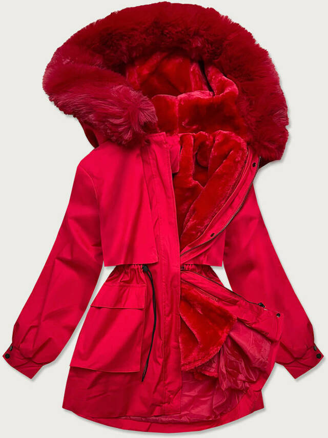 Červená dámská zimní bunda s odepínací podšívkou (b2715-4) - M (38) - odcienie czerwieni