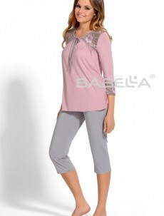 Dámské capri pyžamo Izyda Babella - XL - magnolie/šedá