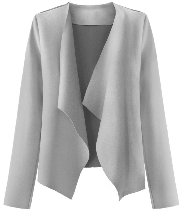 Krátký šedý semišový přehoz přes oblečení (9340) - ONE SIZE - šedá