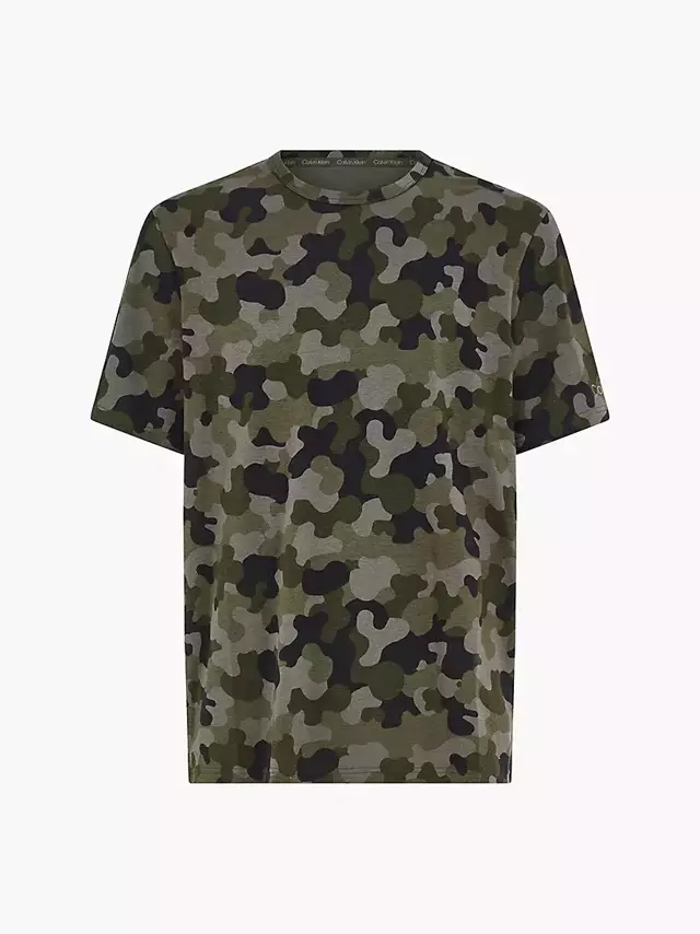 Pánské tričko Lounge - NM2192E - UY4 - Vojenský vzor - Calvin Klein - XL - zelená vzor