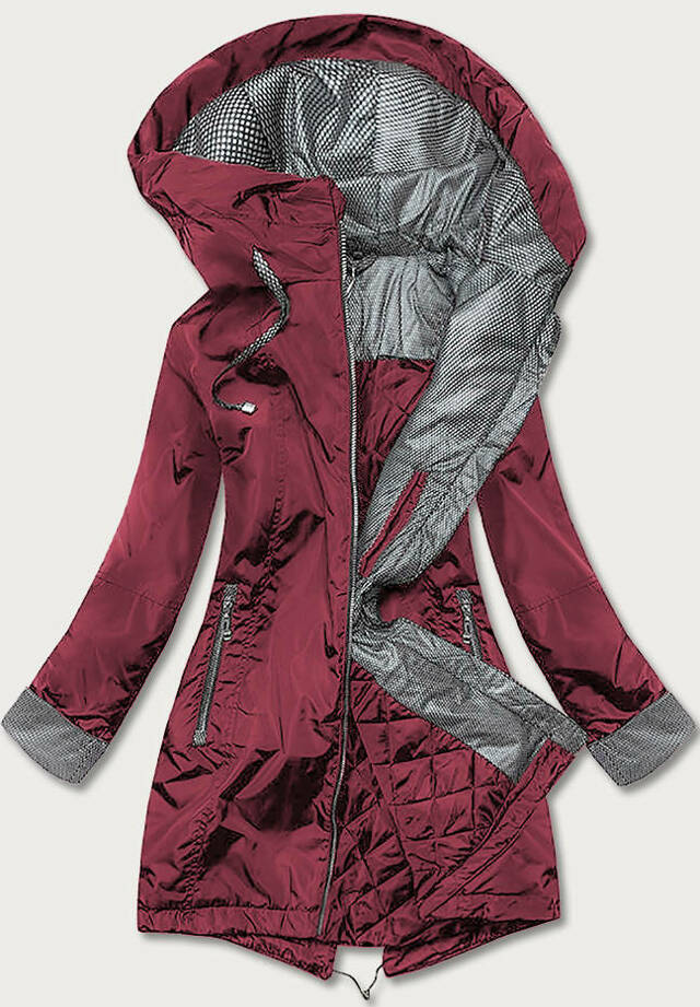 Dámská bunda ve vínové bordó barvě s ozdobnými manžetami (BR8079-74) - 50 - odcienie czerwieni