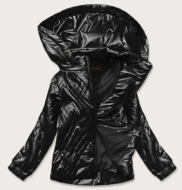 Černá dámská lesklá bunda (2021-02) - L (40) - odcienie czerni