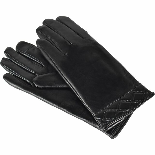 Semiline Dámské kožené antibakteriální rukavice P8209 Black - S