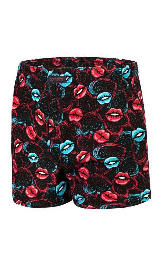 Pánské boxerky 048/06 Hot Lips 2 - Cornette - XXL - černá-barevný potisk