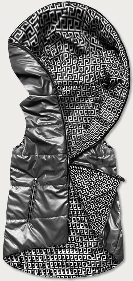 Šedá dámská rozšířená oboustranná vesta (B8006-70) - 52 - šedá