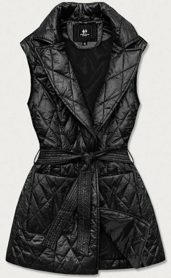 Černá dámská vesta s límcem (JIN221) - S (36) - odcienie czerni