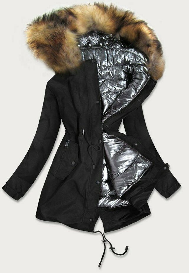 Černá dámská zimní bunda 3 v 1 (B9558-1) - XXL (44) - odcienie czerni