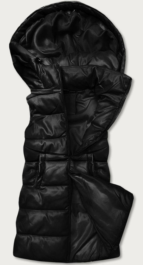 Teplá černá dámská vesta z eko kůže (D-3231-1) - M (38) - odcienie czerni
