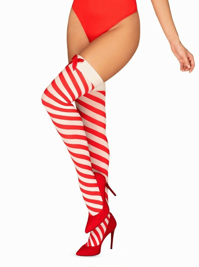 Vánoční punčochy Kissmas stockings - Obsessive - L/XL - červená