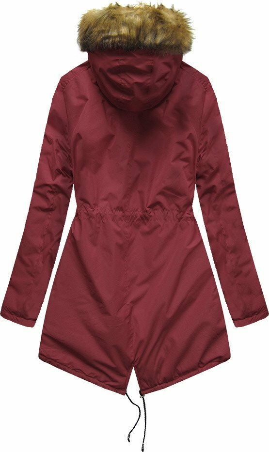 Dámská zimní bunda typu parka ve vínové bordó barvě (B2628) - XXL (44) - odcienie czerwieni
