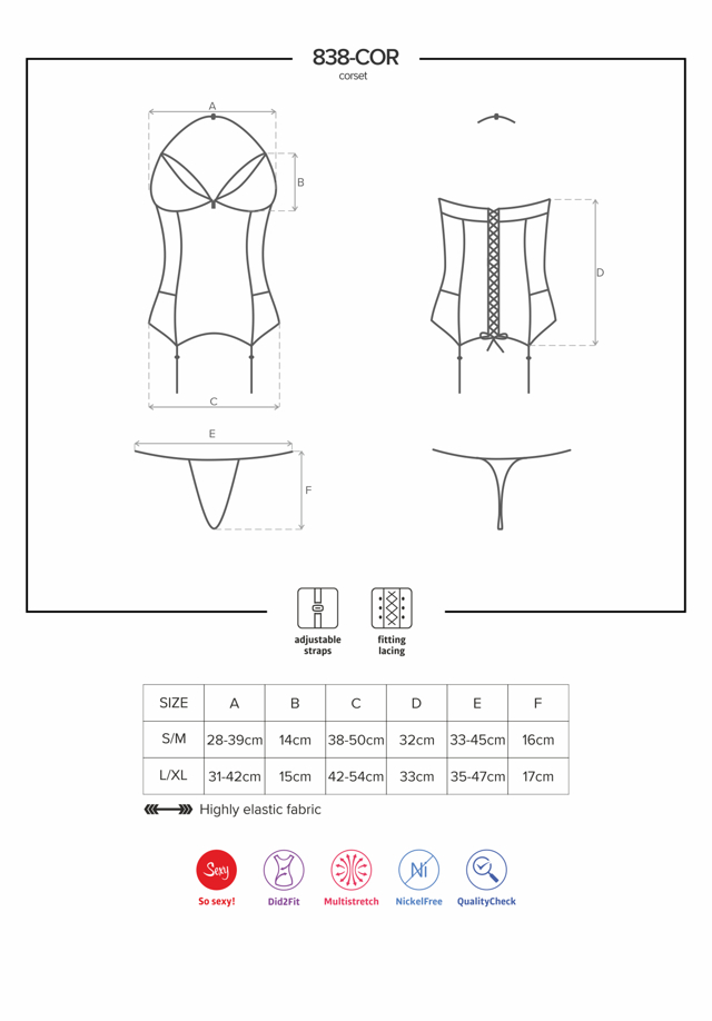 Korzet 838-COR corset - Obsessive - L/XL