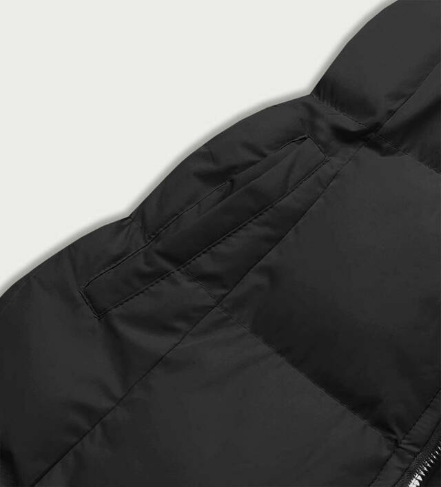 Černá péřová dámská vesta s kapucí (5M721-392) - M (38) - odcienie czerni