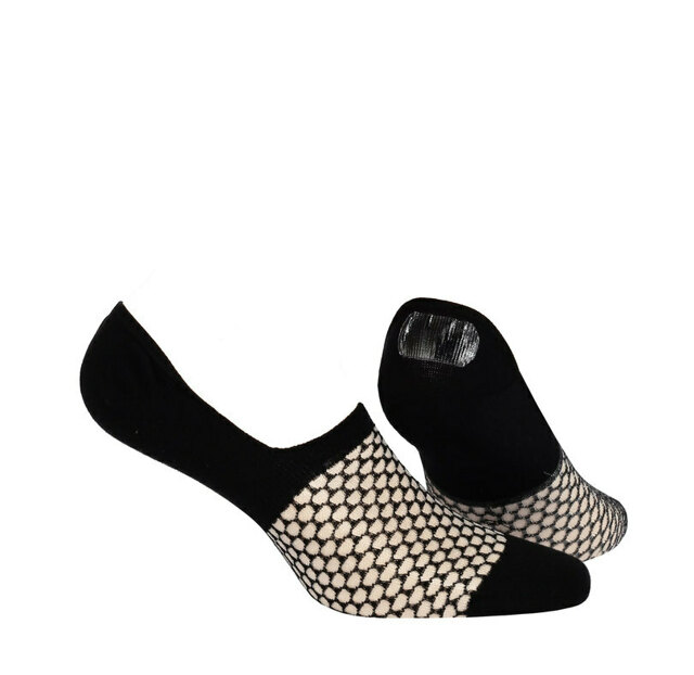 Vzorované dámské ponožky "mokasínky" s polyamidem BRIGHT + SILIKON - černá - 33-35