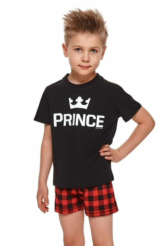 Krátké chlapecké pyžamo Prince černé - 110/116