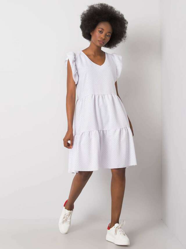 Dámské šaty SK-703 - FPrice - L - bílá s puntíkem