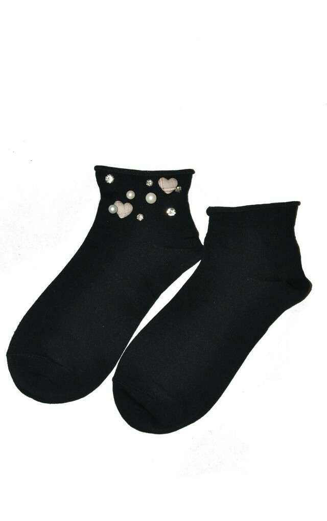 Dámské ponožky Magnetis 03 Srdce, perličky - univerzální - černá