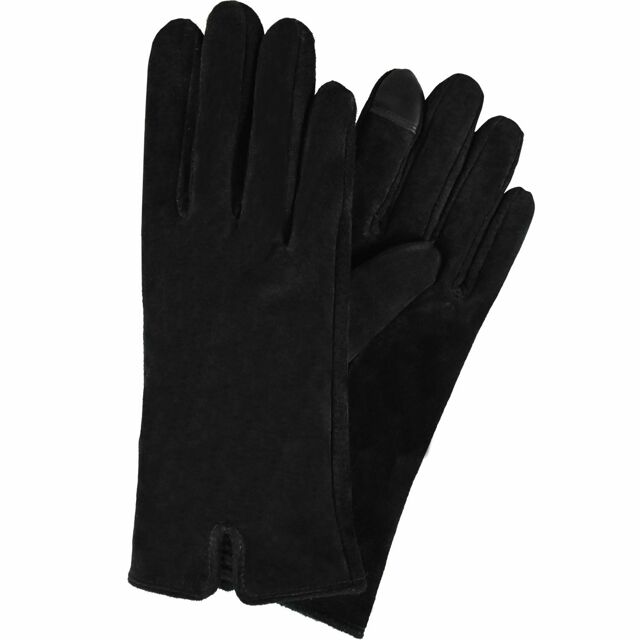 Semiline Dámské semišové antibakteriální rukavice P8204 Black - L