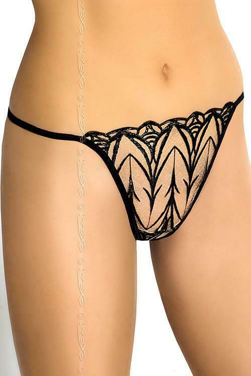 Dámská Tanga V-5008 Lily - Axami - XL - béžovo-černá